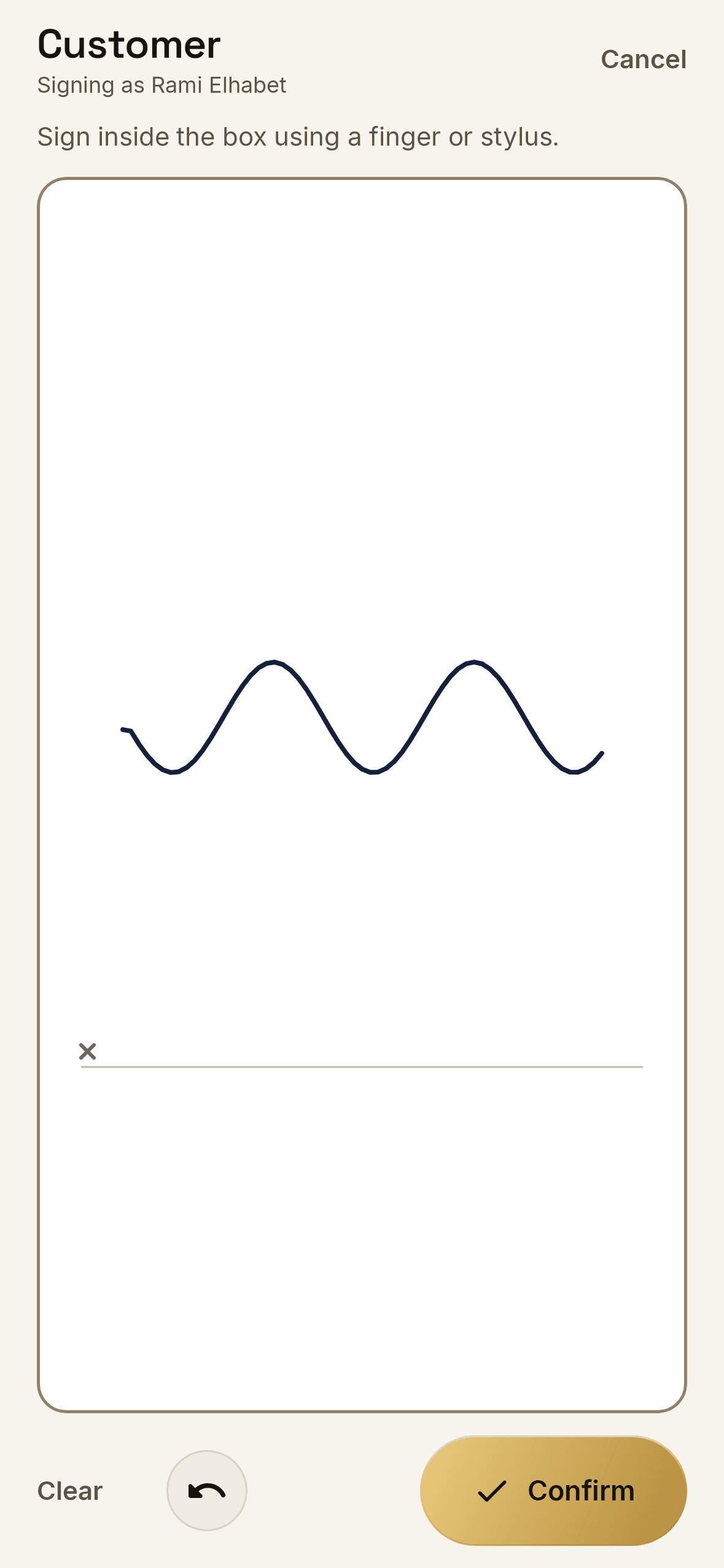 The full-screen signature pad